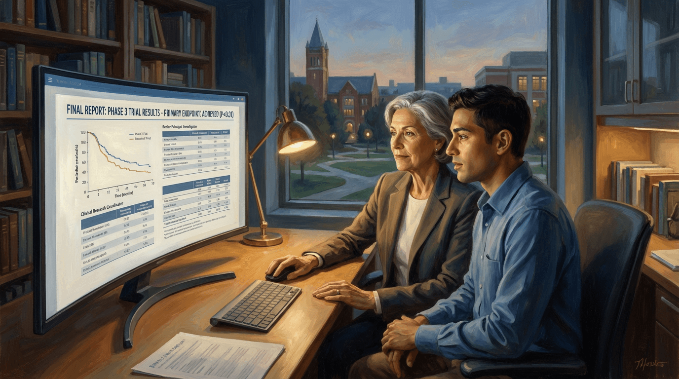 Researchers reviewing clinical data to ensure accuracy and integrity